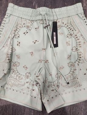 Amiri Graphic Leather Shorts